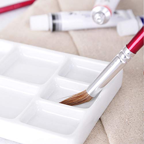 VanEnjoy White Square Ceramic Artist Paint Palette,Porcelain Watercolor Palette,Ceramic Mixing Tray for Watercolor Gouache Painting
