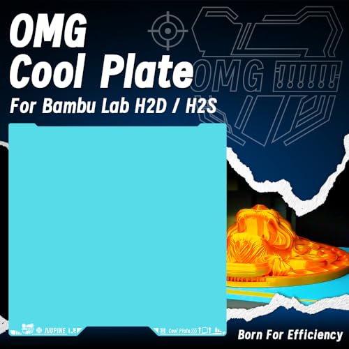 2.0 Upgraded OMG Cool Plate for Bambu Lab H2D/H2S Combo, 355x346mm Thicker Magnetic Bamboo Build Plate with Supertack Smooth Surface, Easy Release 3D Printer Hotbed for PLA PETG Printing - size: 355x346mm for H2D/H2S