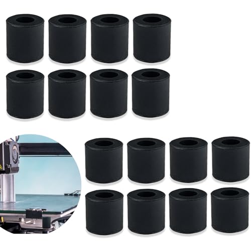 16 Pcs 3D Printer Silicone Solid Bed Leveling Mounts, Heat-Resistant Buffer Silicone Bed Spacers 16 mm & 18 mm, Stable Hot Bed Leveling Column Parts for Most 3D Printer (Black, 0.62" & 0.7")