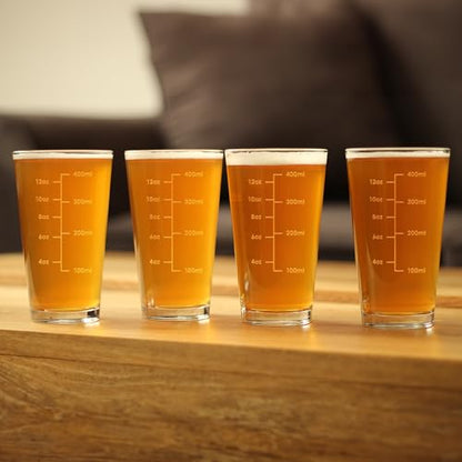 Bevvee Mixing Glass Measuring Cup Pint Glass Engraved - 16 oz - Set of 4 - style: Set of 4