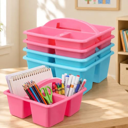 AceOrbit 4 Pack Classroom Caddy with Handle Plastic Storage Caddy Organizer