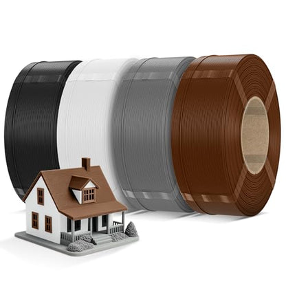 Inslogic Pre-Dried PLA Pro Filament Refill Bundle, Multicolor, 4×1kg - color: 4kg-refill Black+white+grey+brown
