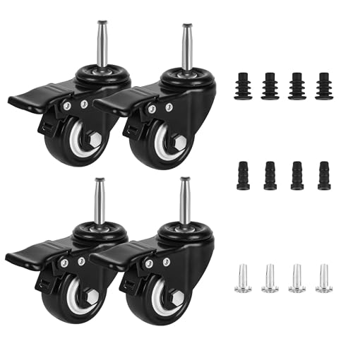 2 Inch Shop Vac Wheels Replacement Parts Stem Casters 5/16" x 1.5" (8x38mm) - style: 4 With Brake