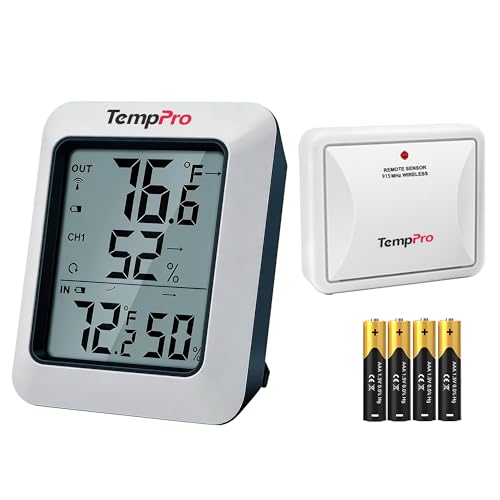 TempPro TempAir 500 FT Indoor Outdoor Thermometer Wireless with Sensor - size: 1 Thermometer + 1 Sensor