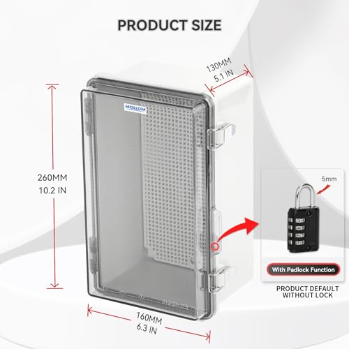 Mollom Transparent Cover Outdoor Junction Box (10.2x6.3x5.1In) - size: 10.2x6.3x5.1"