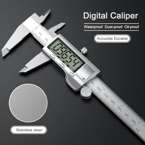 Digital Calipers, Caliper Measuring Tool with Large LCD Screen(6Inch/150mm) - color: Silver
