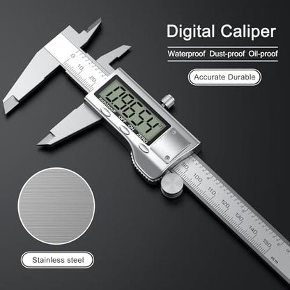 Digital Calipers, Caliper Measuring Tool with Large LCD Screen(6Inch/150mm) - color: Silver