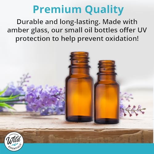 Amber Glass Bottles 5ml | Essential Oil Containers - Euro Caps 12 Pack - size: 5ml Pack of 12