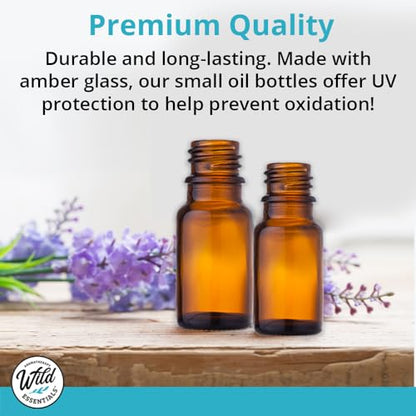 Amber Glass Bottles 10ml | Essential Oil Containers - Euro Caps 24 Pack - size: 10ml pack of 24