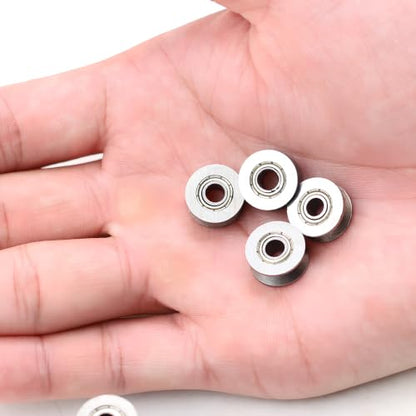 20pcs V Deep Groove Ball Bearings Pulley, Mini Bearings Deep V Groove Guide Pulley Rail Ball Bearings Wheel for Micro Pulley Systems,4x13x6mm
