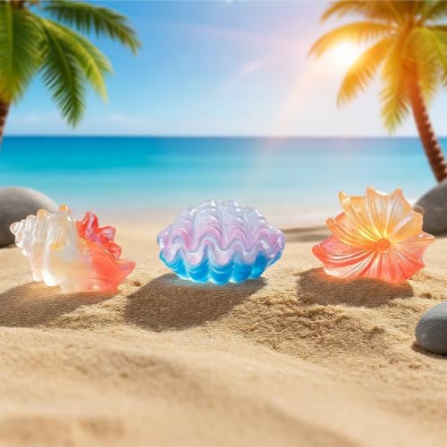 42Pcs Mini Resin Seashell Conch Figurines Small Sea Shell Figures for Craft - color: 42 Shells and Conchs - 7 Styles