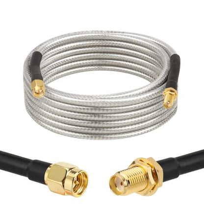 XRDS -RF Low Loss RG58 Coaxial Cable 6FT, SMA Male to SMA Female Bulkhead Extension Cable, Solid Copper 50 Ohm RF Wire for WiFi Antenna Router, 4G LTE Gateway - size: 6FT