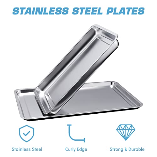 Stainless Steel Tray - Narkysus 3 Pack Stainless Steel Dental Lab Tray 13.5'' X 10'' Flat Metal Tool for Lab Dental Instrument Bathroom Organizer Tattoo Station Tattoo Supplies - size: 3pcs
