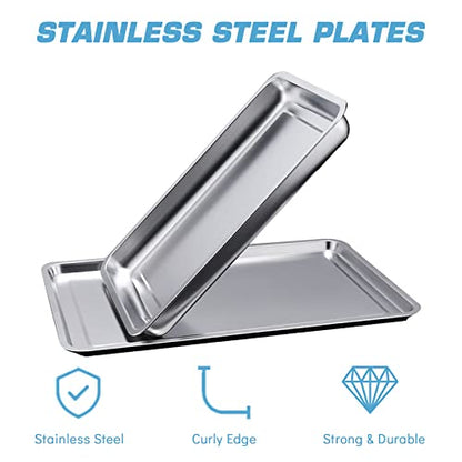 Stainless Steel Tray - Narkysus 3 Pack Stainless Steel Dental Lab Tray 13.5'' X 10'' Flat Metal Tool for Lab Dental Instrument Bathroom Organizer Tattoo Station Tattoo Supplies - size: 3pcs