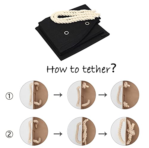 Geyecete Large Dog Toys Storage Bins - Foldable linen Trapezoid Organizer Boxes with weave Rope Handle, Collapsible Basket for Shelves (Black-DOG) - color: Black