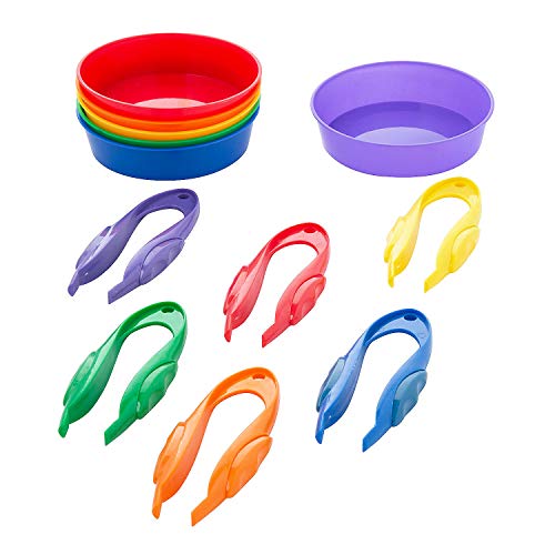 Fun Express Plastic Tweezer and Sorting Tray Set for Toddlers