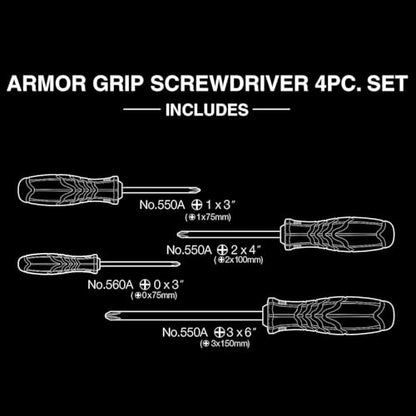 VESSEL ARMOR GRIP JISDRIVE Screwdriver 4PC. Set