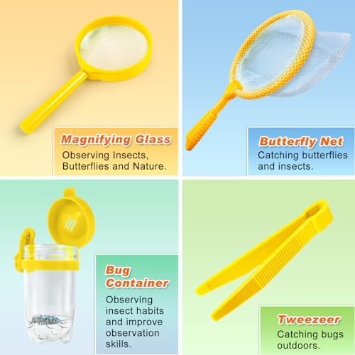 YOPINSAND Kids Explorer Kit & Bug Catcher Kit, Kids Outdoor Exploration Set - color: Yellow