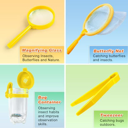 YOPINSAND Kids Explorer Kit & Bug Catcher Kit, Kids Outdoor Exploration Set - color: Yellow