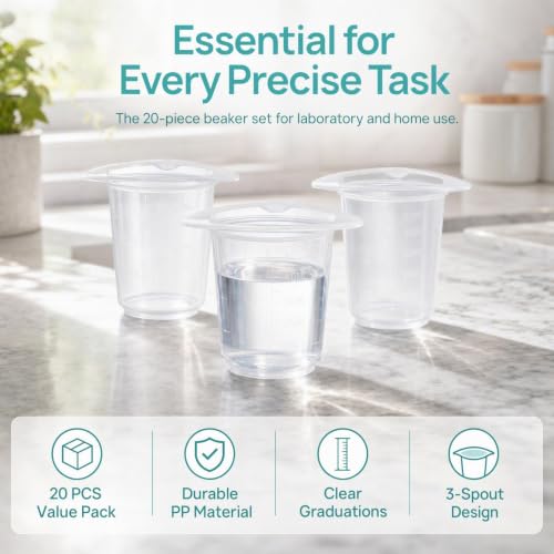 IMIKEYA 20 Pack 50 mL Plastic Graduated Measuring Beakers