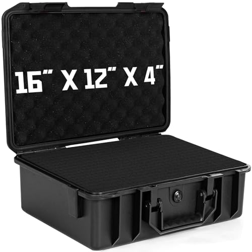 TORIBIO Hard Carrying Case with Foam, Shockproof Storage Box 16"x12"x4" - size: 16" x 12" x 4"