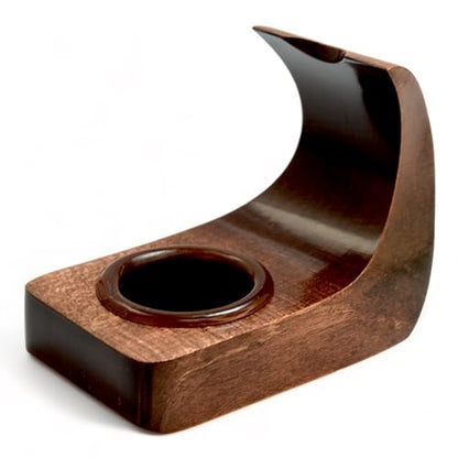 Wooden Pipe Stand Rack Holder for Single Tobacco Smoking Pipe Handmade from Pear Wood