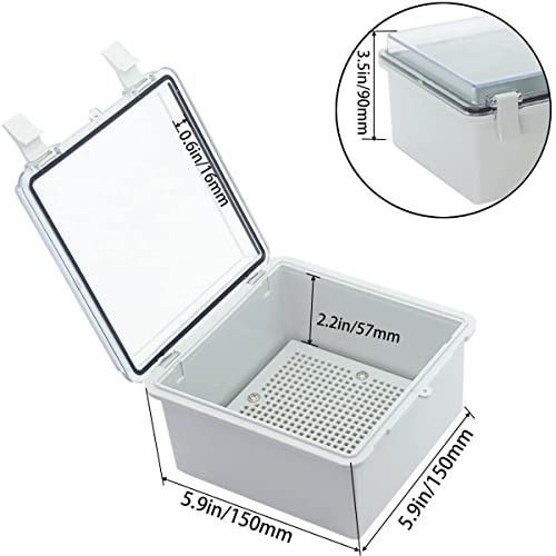 Junction Box, Hinged Clear Cover IP67 Waterproof ABS Project Box with 2 NPT 1/2" Cable Gland, Electrical Box Enclosure with Mounting Plate & Wall Bracket 5.9 x 5.9 x 3.5inch(150x150x90mm) - color: Transparent, size: 5.9"x5.9"x3.5"