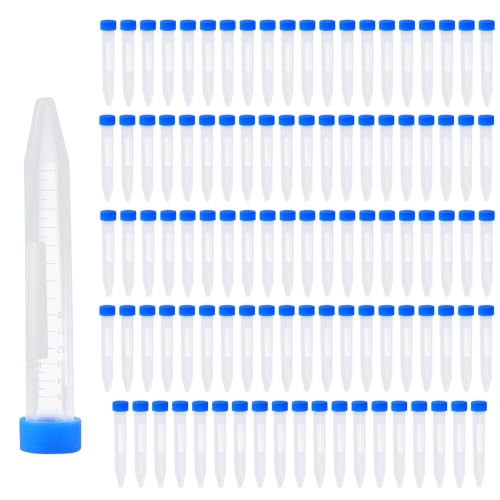 Antrader 15mL Plastic Graduated Centrifuge Tubes w Screw Cap(Blue,100 PCS) - color: Blue, size: 15mL