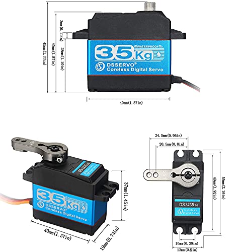 ZOSKAY 35KG high Torque Coreless Motor servo Metal Gear Digital and Stainless Steel Gear servo arduino servo for Robotic DIY,RC car (Blue/35KG 270 Degree) - color: Blue/35kg 270 Degree
