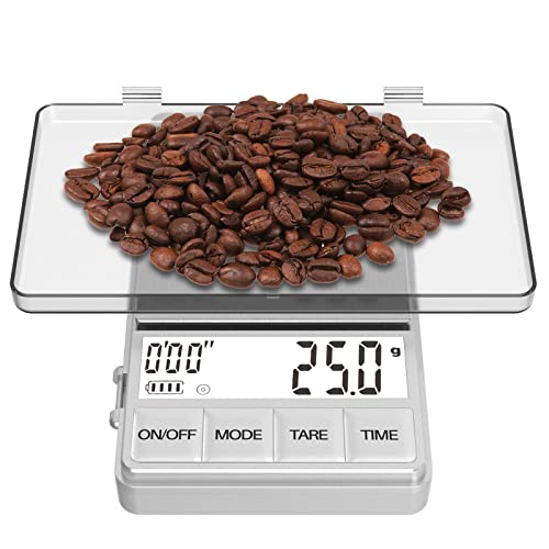 WEIGHTMAN Small Coffee Scale with Timer, 1000g x 0.1g, Mini Espresso Scale - color: Silver