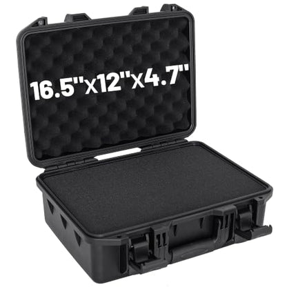 TORIBIO Hard Carrying Case with Foam Shockproof Storage 17.5"x10.5"x4.7" - size: 17" x 10.3" x 4.7"