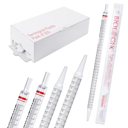 200Pcs 25mL Serological Pipette, Sterile Plastic Serological Pipet - size: 25ml-200Pcs