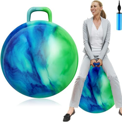 Lewtemi Hopper Ball for Adults with Handle(Blue Green Gradient,31 Inch) - color: Blue Green Gradient, size: 31 Inch