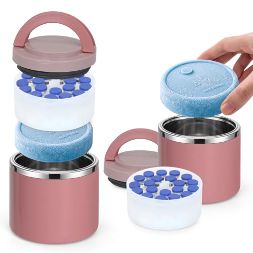 3ml Insulin Vials Cooler Travel Case TSA Approved, 20slots Peptide Case for Fridge, Diabetic Med & peptide Vial Cooling Jar with Ice Pack, Refrigerated Peptides Supplies (Pink) - color: 20slots-pink