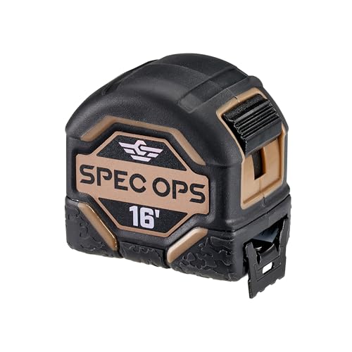 Spec Ops Tools Tape Measure for Measuring & Layout, 1 1/8" Double-Sided Blade and Military-Grade Composite Case, 16 Foot - size: 16'