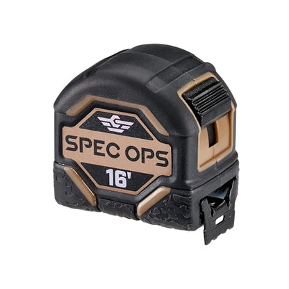 Spec Ops Tools Tape Measure for Measuring & Layout, 1 1/8" Double-Sided Blade and Military-Grade Composite Case, 16 Foot - size: 16'