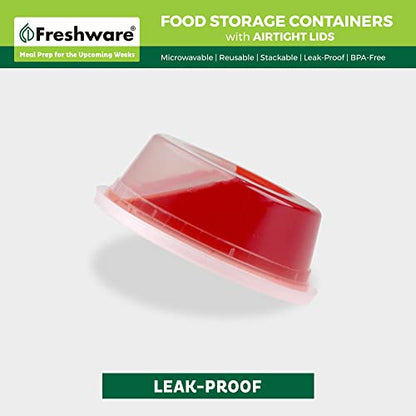 Freshware Food Storage Containers [50 Set] 8 oz Plastic Deli Containers with Lids, Slime, Soup, Meal Prep Containers | BPA Free | Stackable | Leakproof | Microwave/Dishwasher/Freezer Safe - size: 8 oz, 50-Set