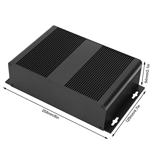 Aluminum Electronic Project Enclosure Case, 54x204x120mm PCB Instrument Box, Split Type DIY Cooling Housing for Printed Circuit Board, Inverter Controller, Sandblasted Black