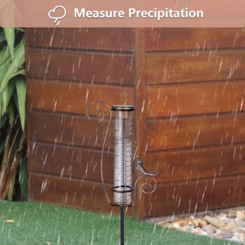 Rain Gauge Outdoor, 7 Inch Rain Gauges for Measuring Precipitation - color: Iron Bird