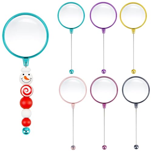 6 Packs 3X Beadable Handheld Magnifying Glass, Plastic DIY Magnifier for Hobbies 6 Shining Colors - color: 6 Shining Colors, size: 6 Packs