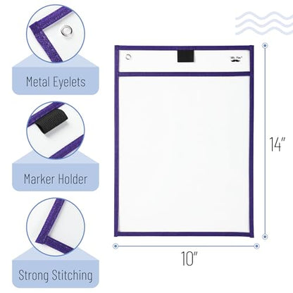 Mr. Pen- Reusable Dry Erase Pocket Sleeves, 10" x 14", 12 Pack, Colorful - color: Winter, size: 12 Pack