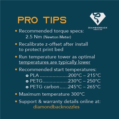 Diamondback MK10 PTFE Tube Compatible 3D Printer Nozzle, Diamond Tip, 0.8mm - size: 0.8mm