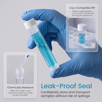 15Pcs 10ml Plastic Test Tubes with Caps, Clear Vials Lab Tubes