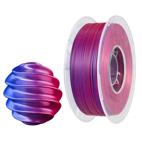 CC3D Silk Dual Color PLA Filament Purple Blue Bicolor 1.75mm 1KG FDM 3D Printer 2 Color Coextrusion Filament Shiny Metallic 3D Printing Material Rose Red Blue Bicolor PLA - color: Silk Rose/Blue