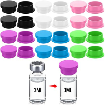 Thyle 24 Pack Vial Caps Reusable Silicone 6 Colors, 3ml, Classic