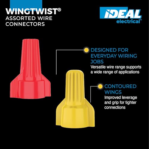 Ideal Electrical WingTwist Wire Connector Assortment, 150-Count Connectors - color: Red/Yellow, size: Pack of 150