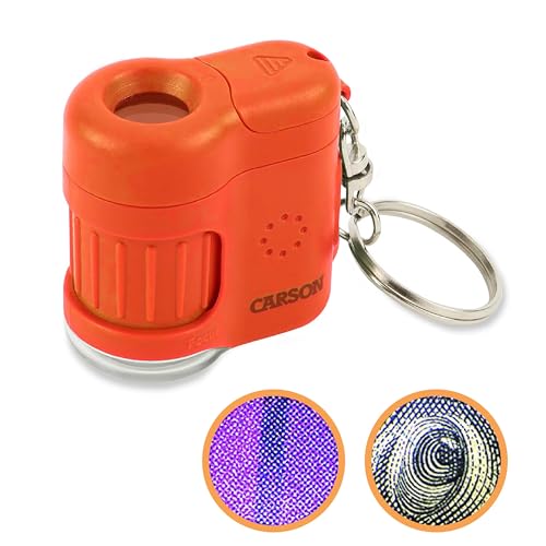 Carson MicroMini 20x LED Lighted Pocket Microscope Keychain - color: Orange