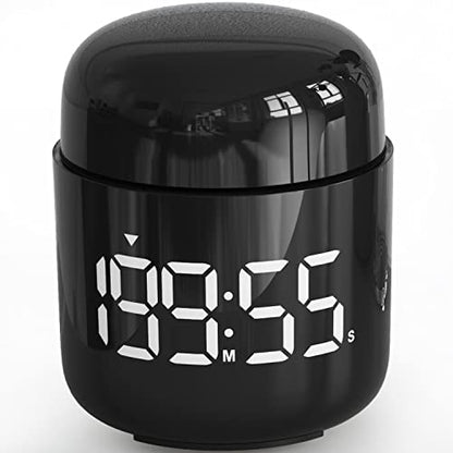 Kitchen Timer, 360 Rotate, Countup/Countdown, LED, Volume - color: Black