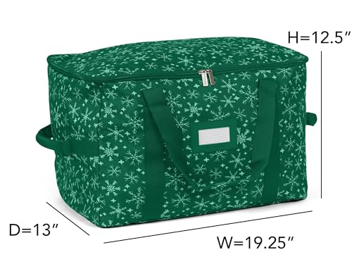 Covermates Treasurekeeper Storage Bag, Green Snowflake - color: Green Snowflake Polyester, size: 19.25W x 13D x 12.5H - Without Wheels