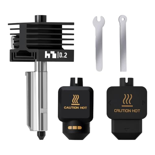 Upgrade 0.2mm P2S, X2D Hotend Kit, 3D Printer Print Head Hot End Heating Block Kit with 0.2mm Removable Hardened Steel Nozzle for Bambu Lab H2D, H2C, H2S, A1/A1 Mini - size: 0.2mm